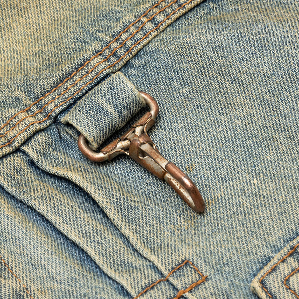 Washed Denim Jacket w/ Corduroy Collar - Denim