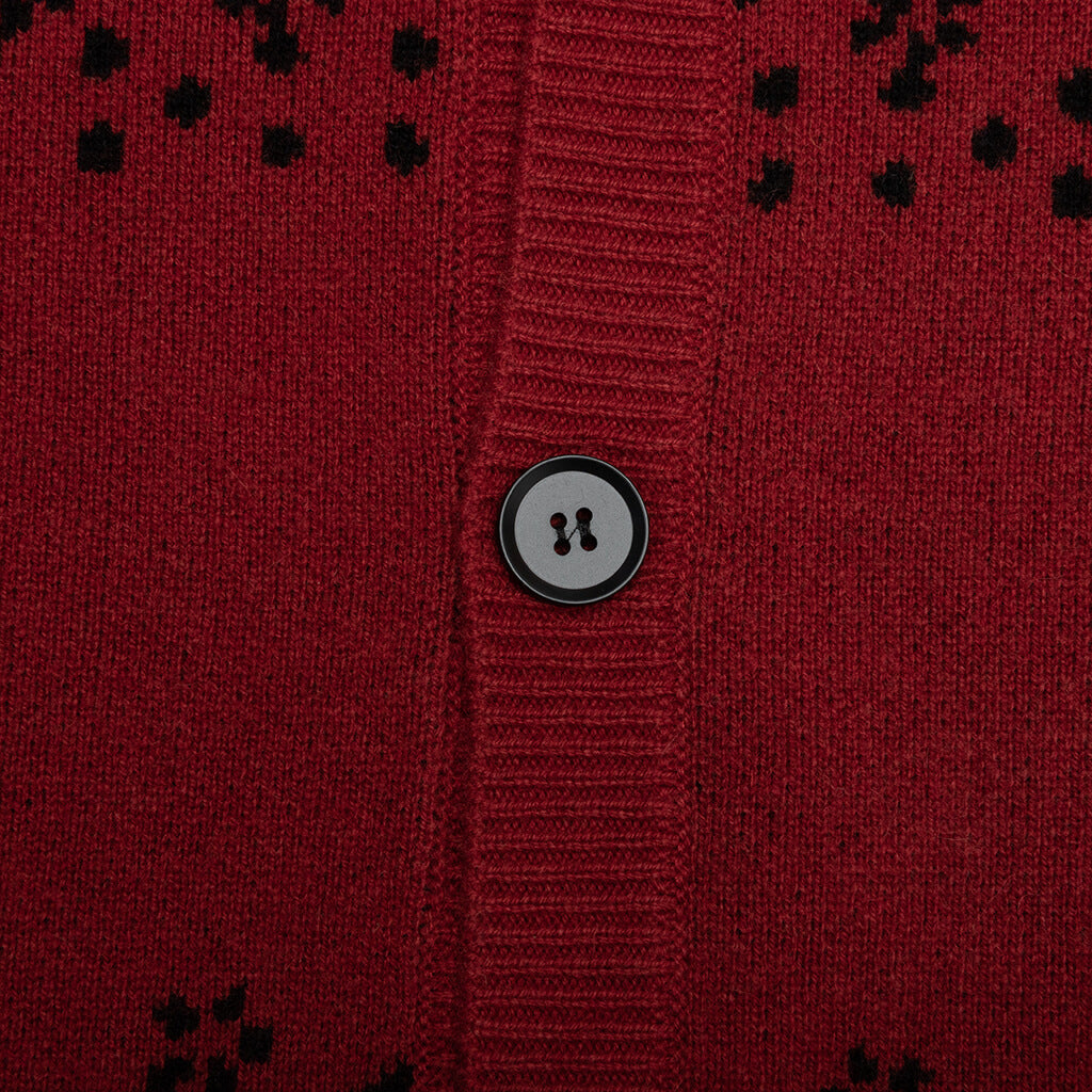 Bandana Knit Cardigan - Red/Black