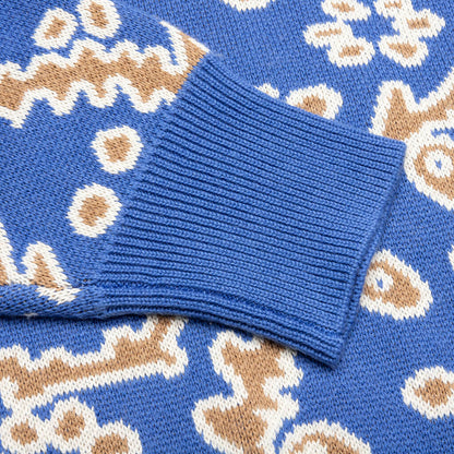 Bandana Knit Crewneck - Light Blue