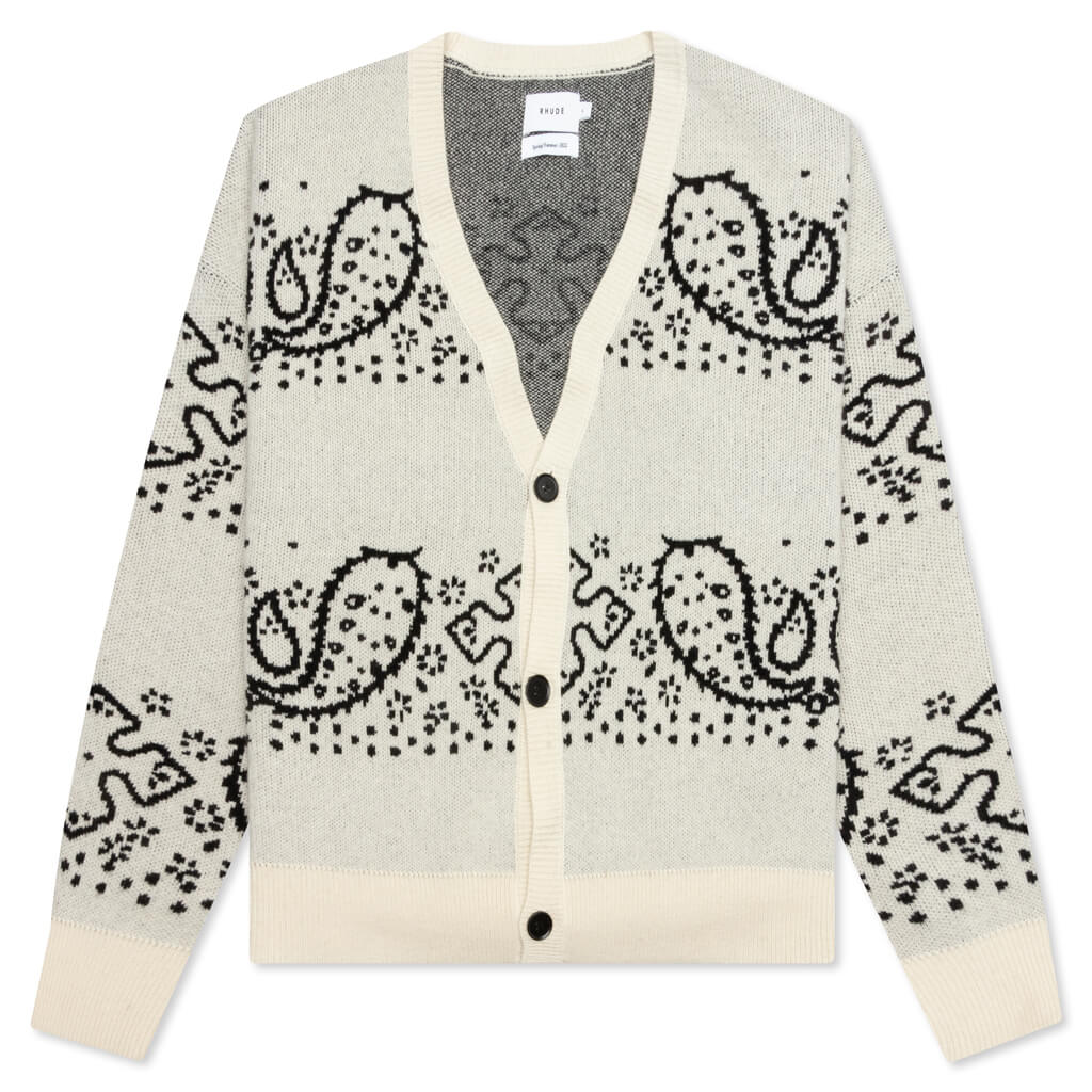 Bandana Stripe Cardigan - Creme/Black