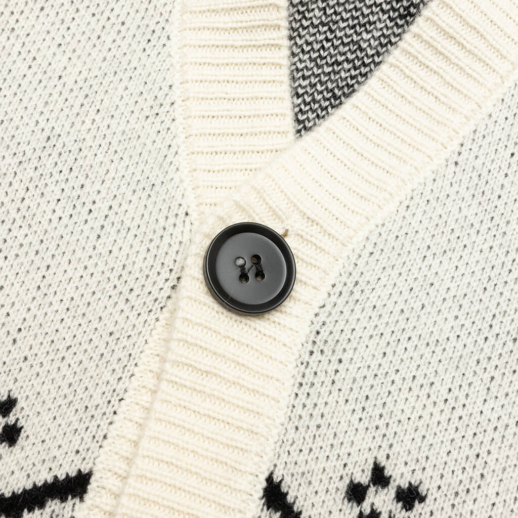 Bandana Stripe Cardigan - Creme/Black