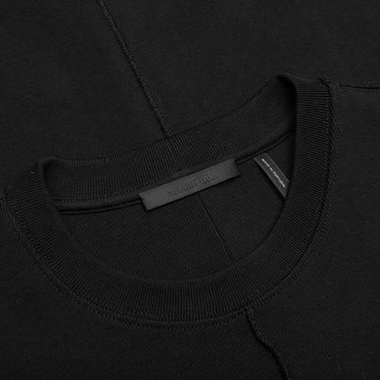 Rib Knit Logo Tee - Black