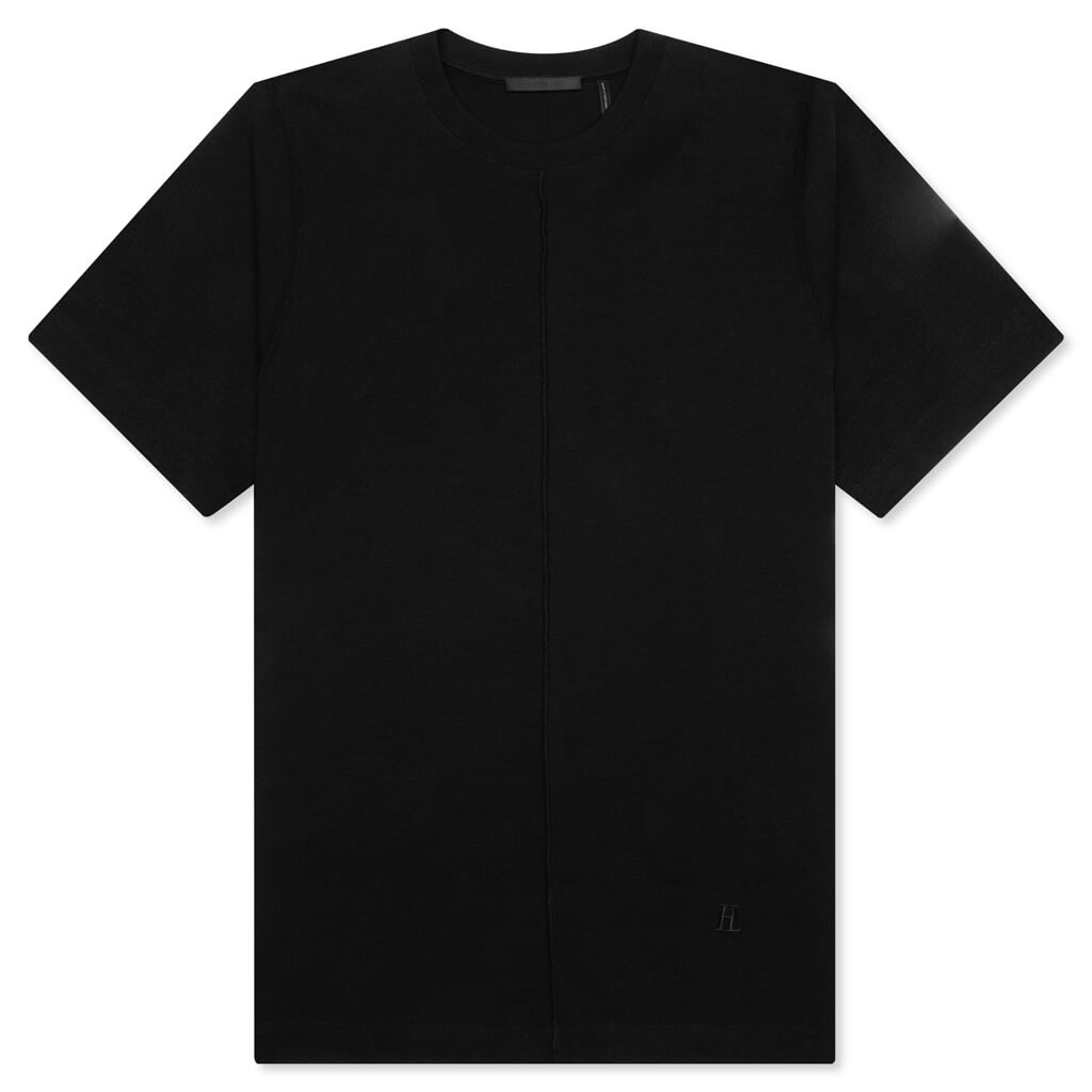 Rib Knit Logo Tee - Black