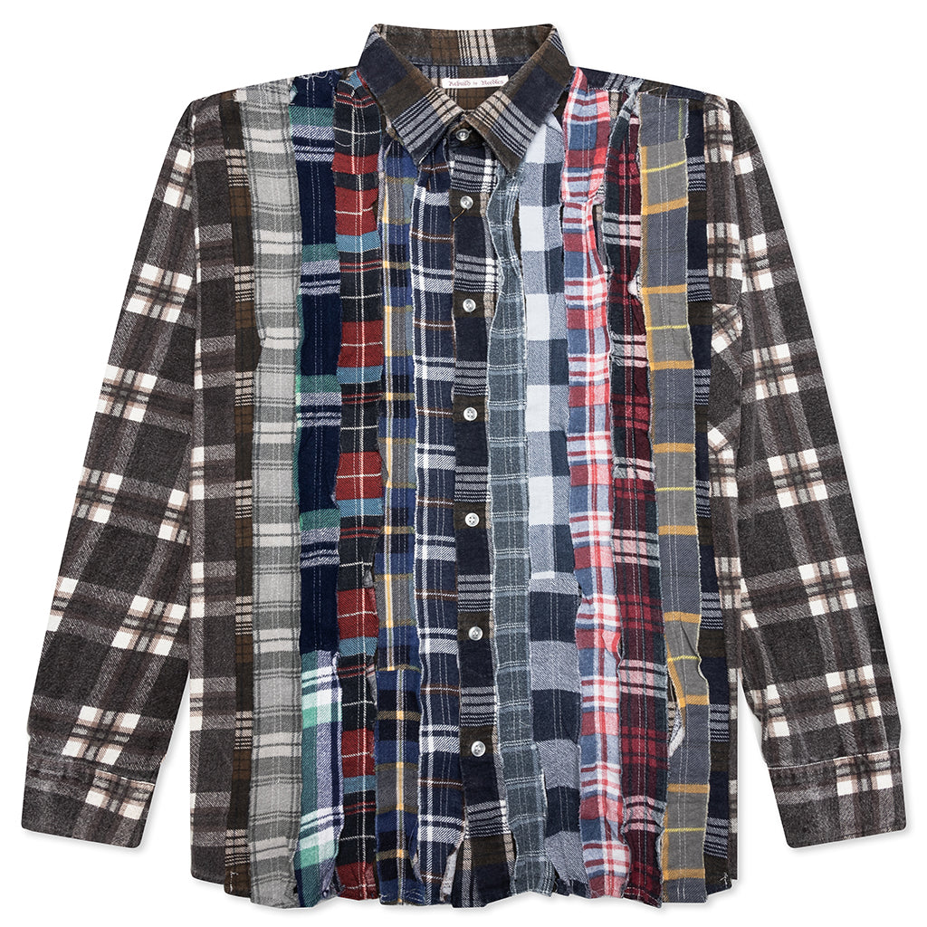 Ribbon Wide Flannel Shirt - Assorted