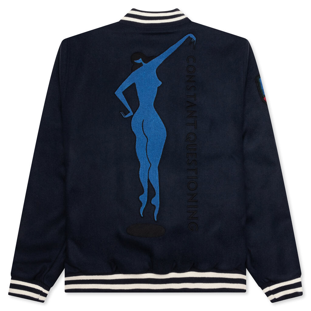 Run Sit & Bike Varsity Jacket - Navy Blue