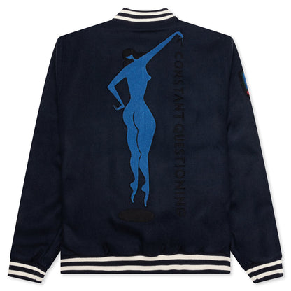Run Sit & Bike Varsity Jacket - Navy Blue