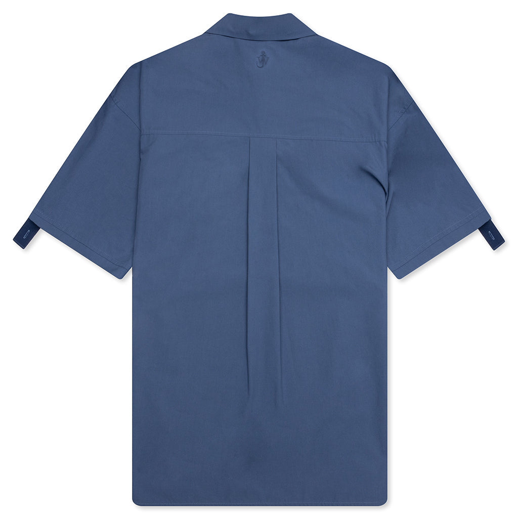 Quilted Pocket Polo Top - Light Indigo