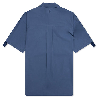 Quilted Pocket Polo Top - Light Indigo
