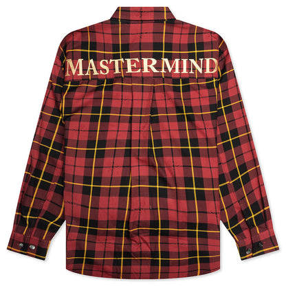 Plaid Long Sleeve Woven Shirt - Burgundy Plaid