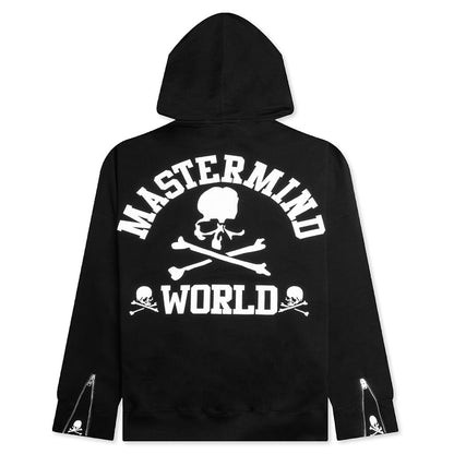 Zip Skull Knitted Hoodie - Black