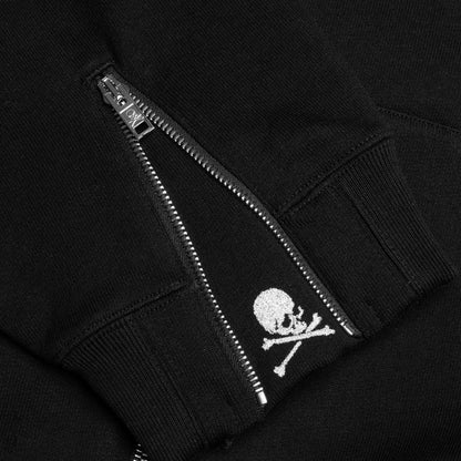 Zip Skull Knitted Hoodie - Black