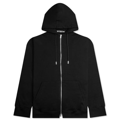 Zip Skull Knitted Hoodie - Black