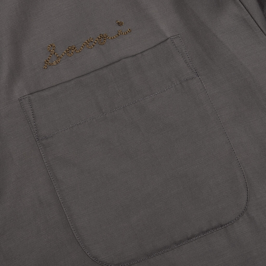 Cotton Twill Bowling Shirt - Grey
