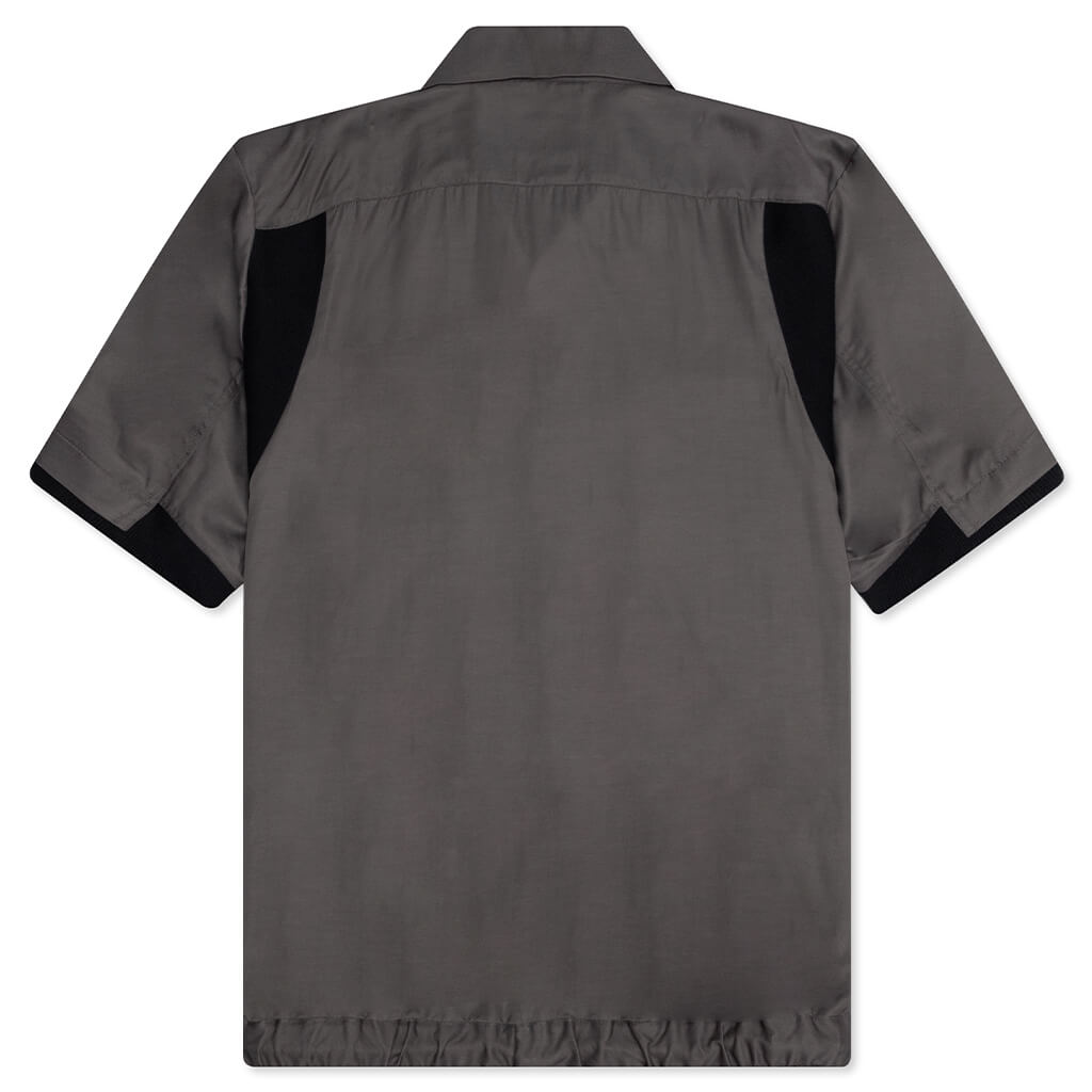 Cotton Twill Bowling Shirt - Grey