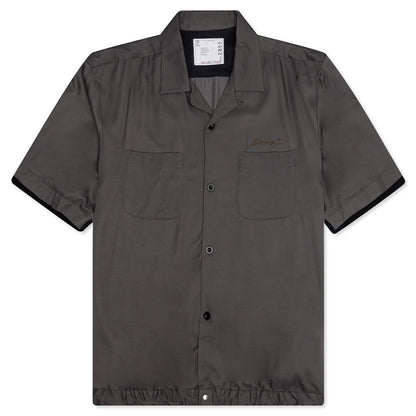Cotton Twill Bowling Shirt - Grey