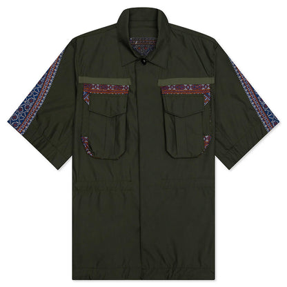 Floral Embroidery Mix Shirts - Khaki