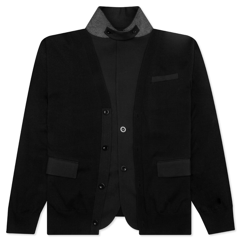 Knit x Suiting Cardigan - Black