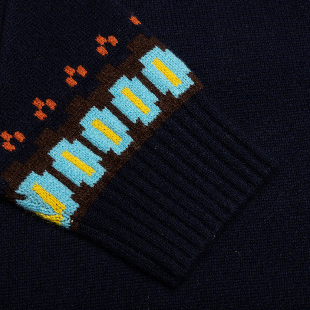 Wool Knit Pullover - Navy