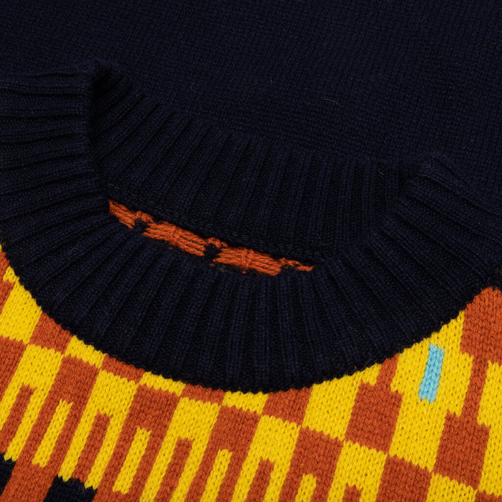 Wool Knit Pullover - Navy