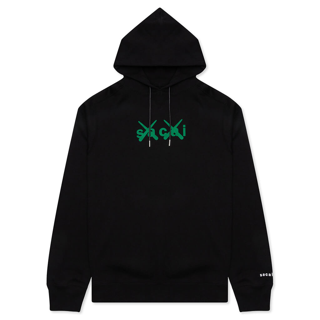 Sacai x Kaws Flock Print Hoodie - Black/Green