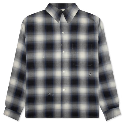 Saint Michael x Lastman Mx6 Checkered L/S Buttonup Shirt - Navy