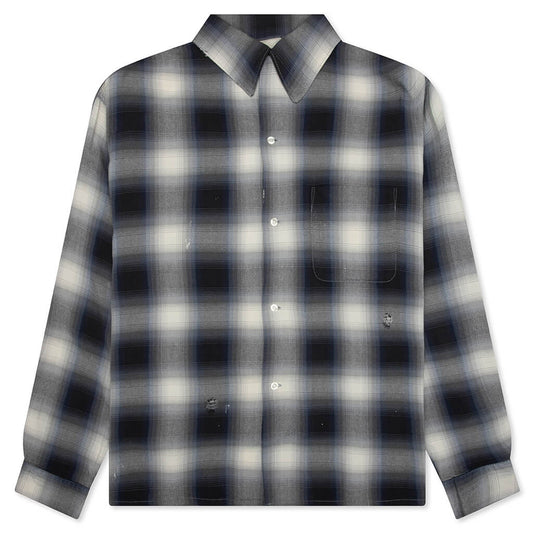 Saint Michael x Lastman Mx6 Checkered L/S Buttonup Shirt - Navy