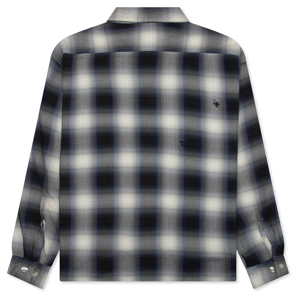 Saint Michael x Lastman Mx6 Checkered L/S Buttonup Shirt - Navy