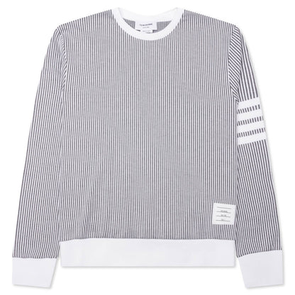 Seersucker Loopback 4-Bar Crew Neck Sweatshirt - Light Grey