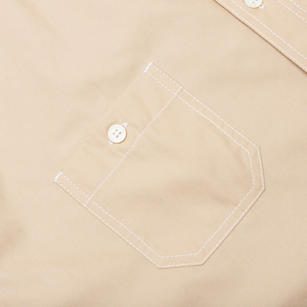 Two Tone Button Up Shirt - Beige