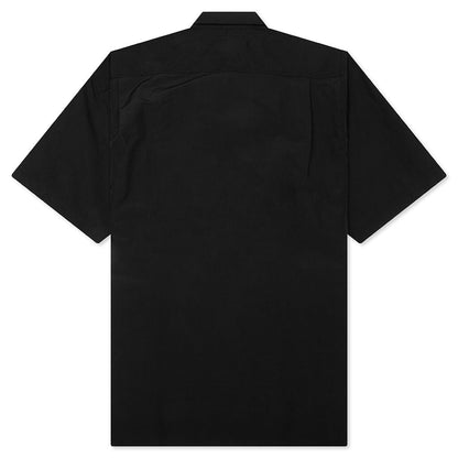 Curved Hem Nylon Short Sleeve Shirt - Black