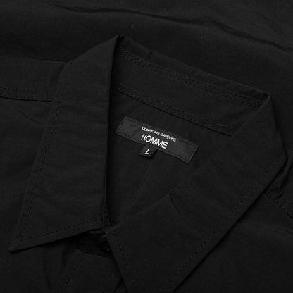 Curved Hem Nylon Short Sleeve Shirt - Black