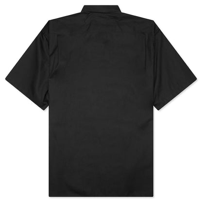 Curved Hem Short Sleeve Shirt - Black