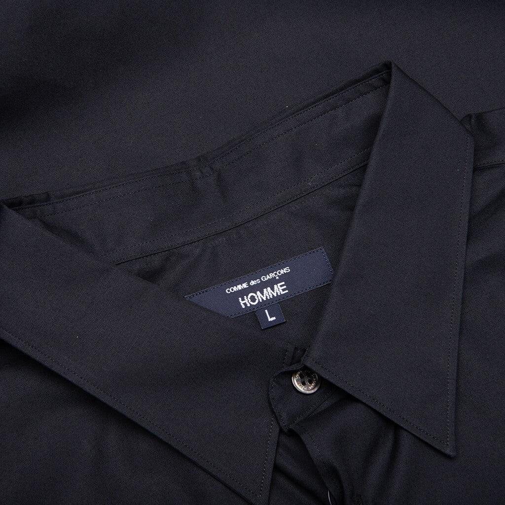 Curved Hem Short Sleeve Shirt - Black
