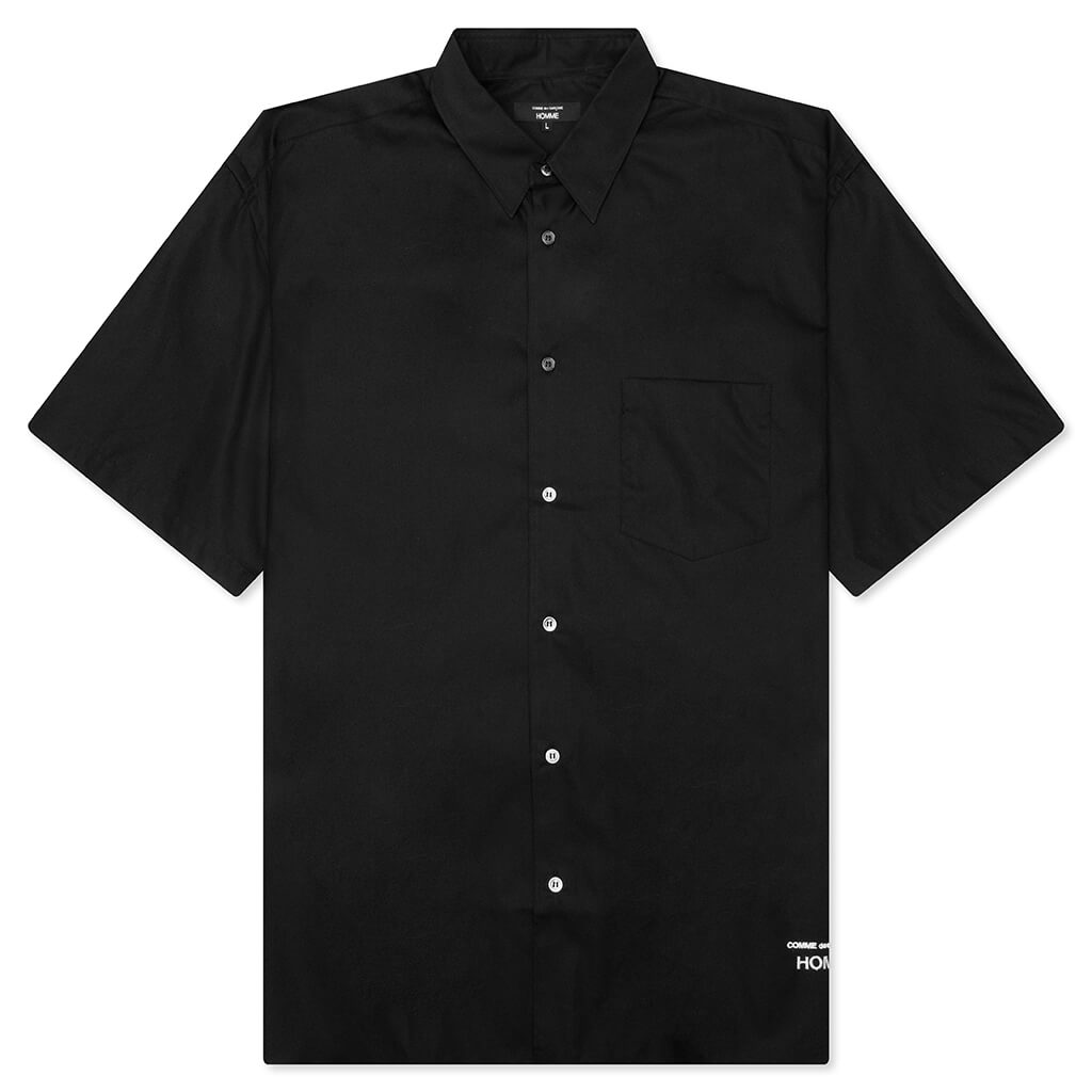 Curved Hem Short Sleeve Shirt - Black