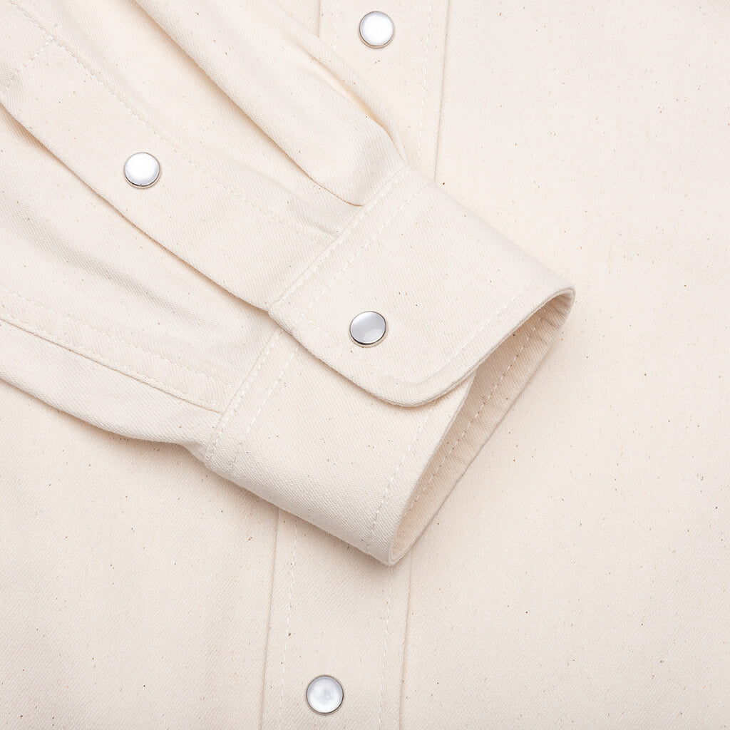 Cream Denim Shirt with Trunakaroo Plaque - Bone