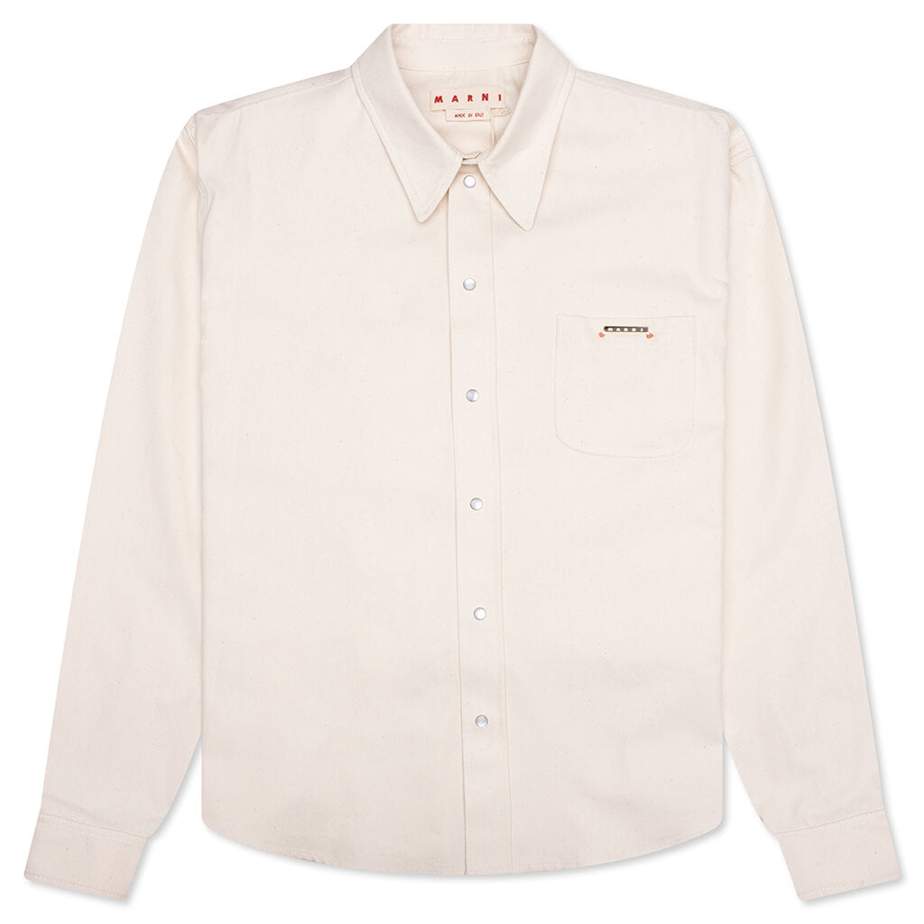 Cream Denim Shirt with Trunakaroo Plaque - Bone