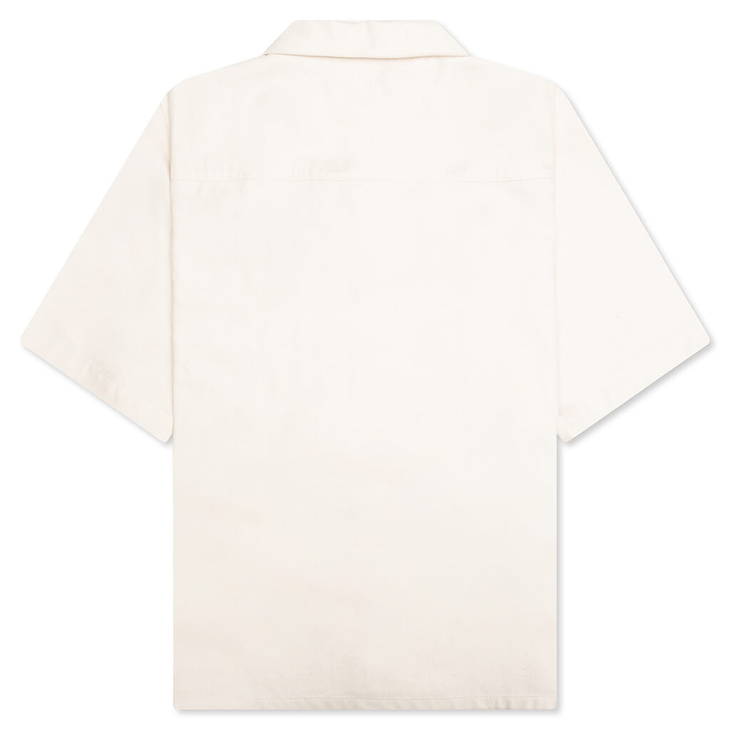 Cream Denim Short Sleeve Shirt with Trunakaroo Plaque - Bone