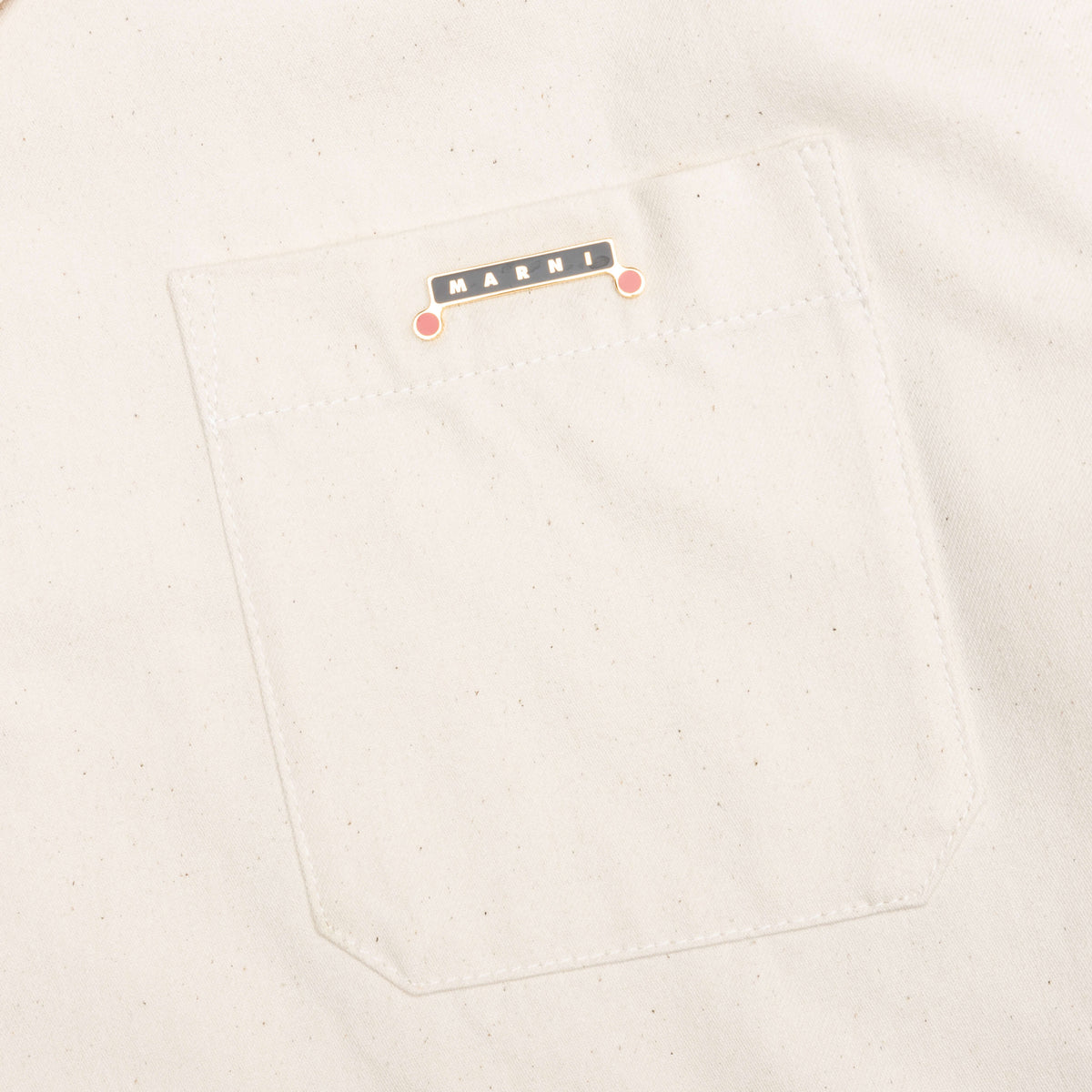Cream Denim Short Sleeve Shirt with Trunakaroo Plaque - Bone