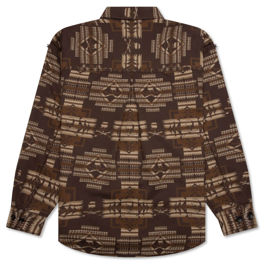 Chimayo Jacquard Button-Down Shirt - Brown