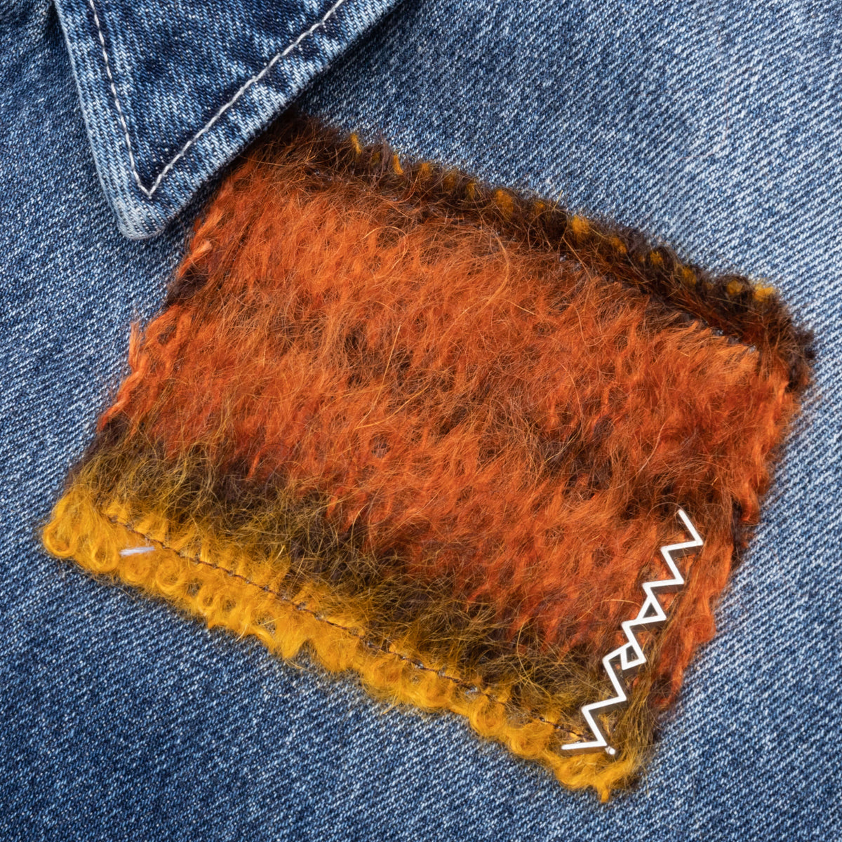 Virgin Wool Shirt With Knitted Patches - Deep Blue