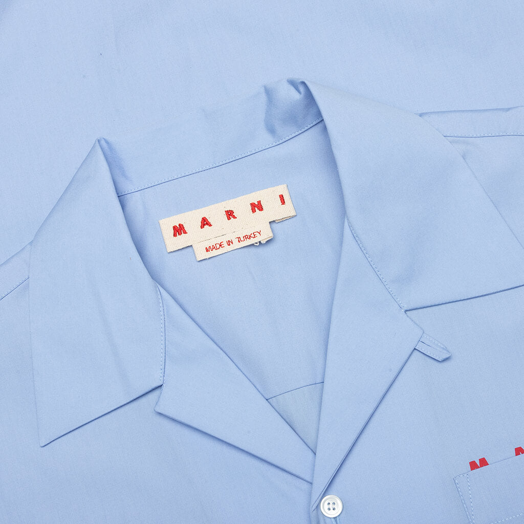 Boxy Fit Logo Bowling Shirt - Iris Blue