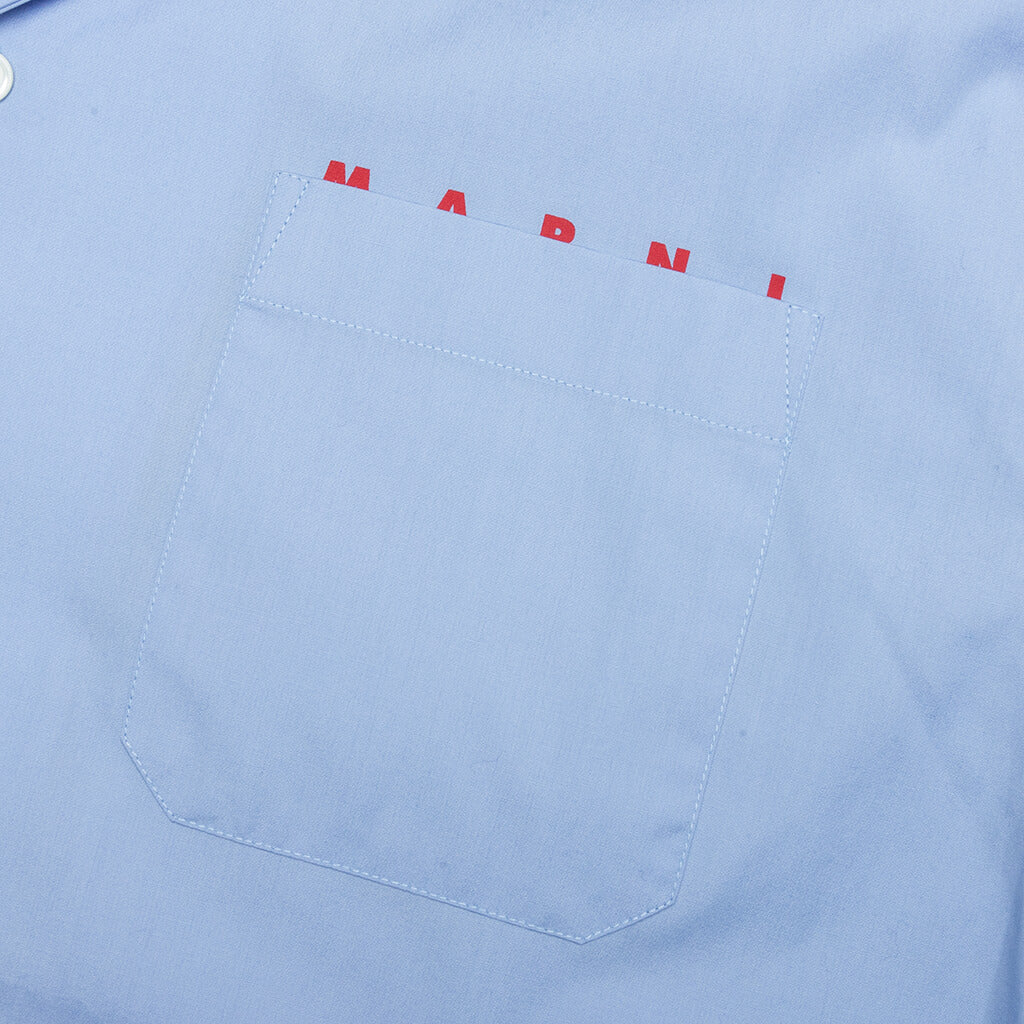 Boxy Fit Logo Bowling Shirt - Iris Blue
