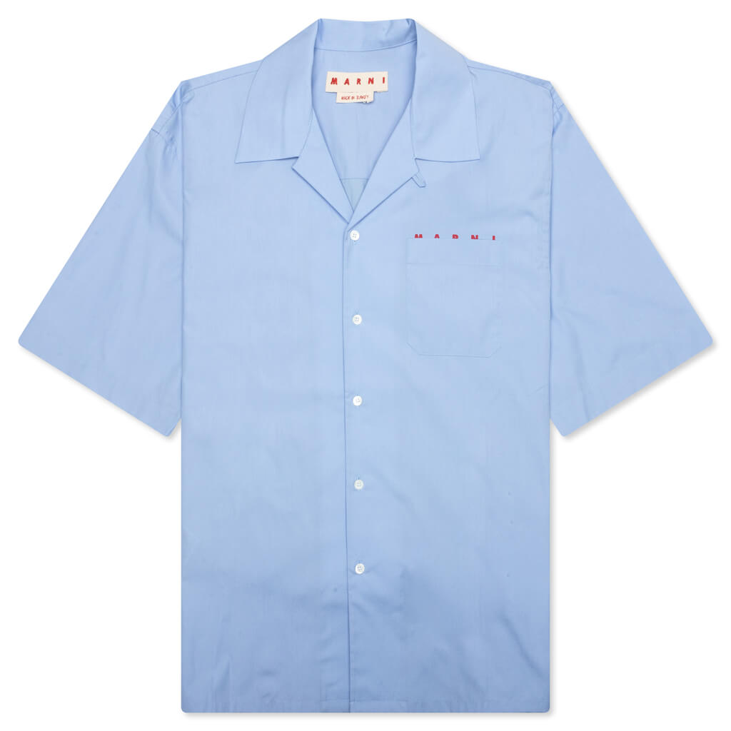Boxy Fit Logo Bowling Shirt - Iris Blue