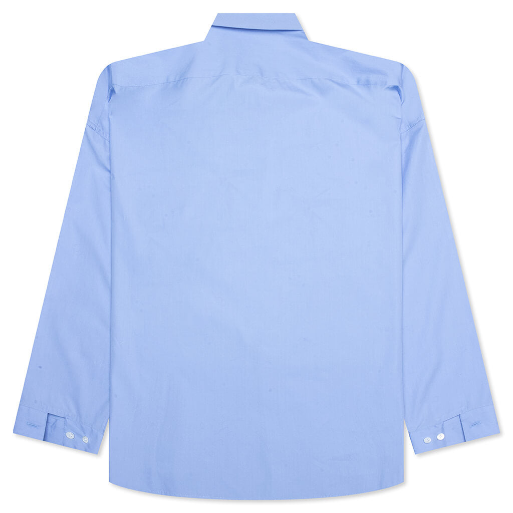 Light Blue Organic Poplin Shirt With Peeping Logo - Iris/Blue