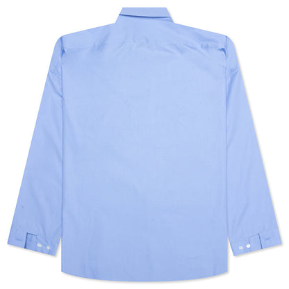 Light Blue Organic Poplin Shirt With Peeping Logo - Iris/Blue