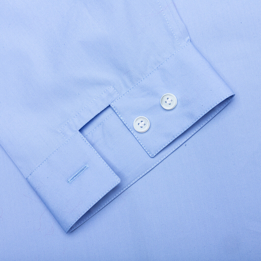 Light Blue Organic Poplin Shirt With Peeping Logo - Iris/Blue