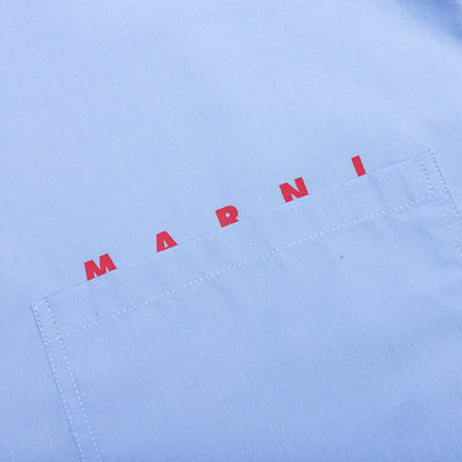 Organic Poplin Zip Shirt With Hidden Logo- Iris/Blue