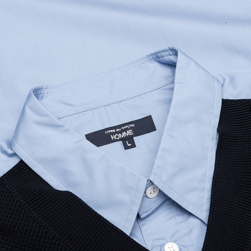 Mixed Material Shirt - Sax/Navy