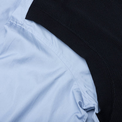 Mixed Material Shirt - Sax/Navy