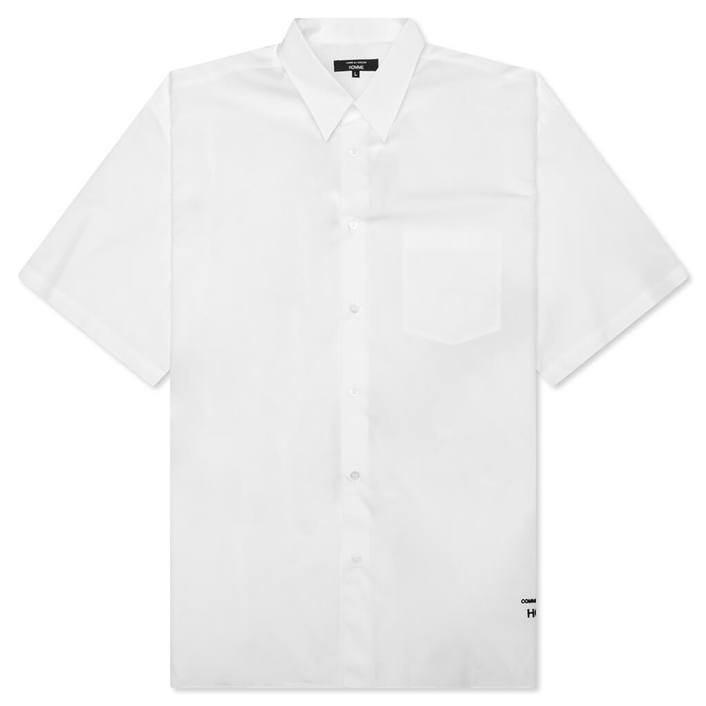 Curved Hem Short Sleeve Shirt - White